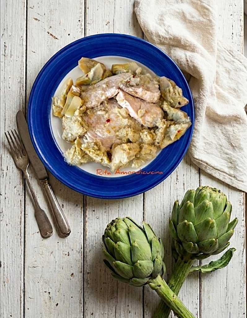 Peixe-espada com alcachofras