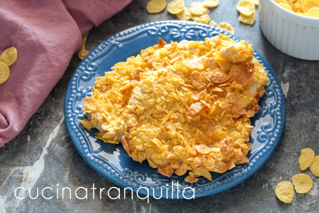 Filés de frango crocantes com corn flakes