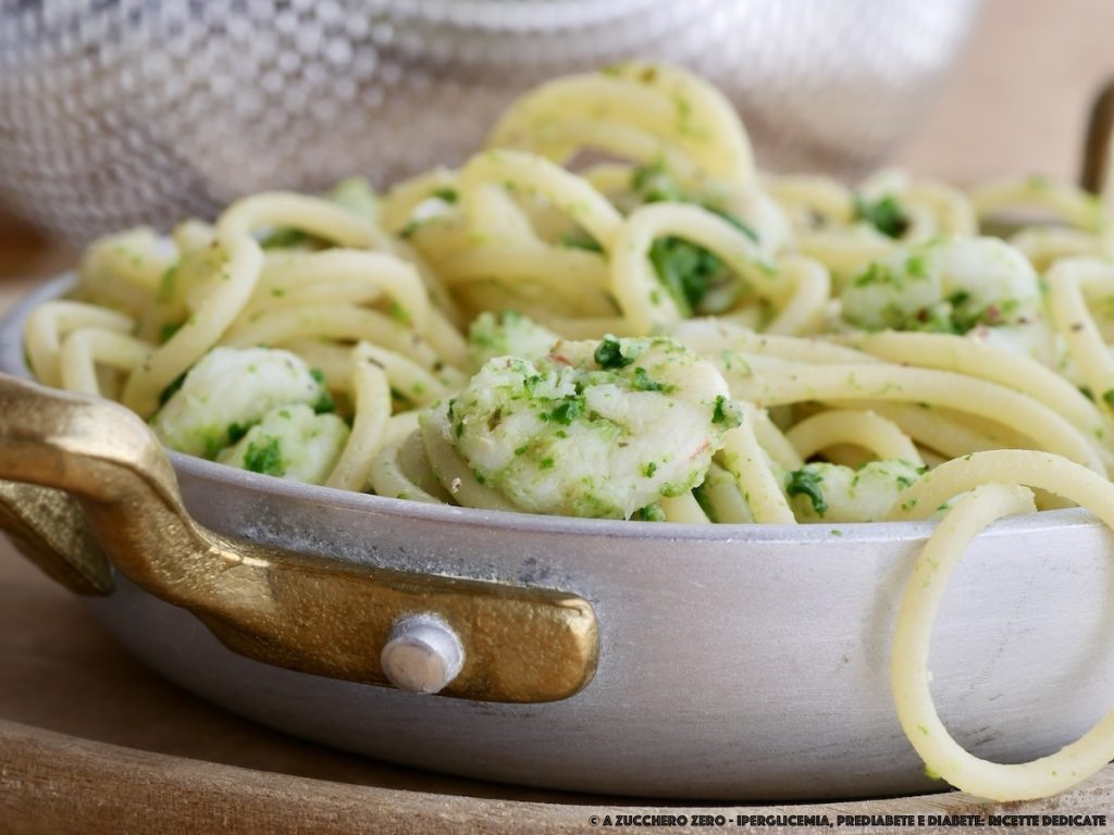 Macarrão com grelos de nabo e camarões light