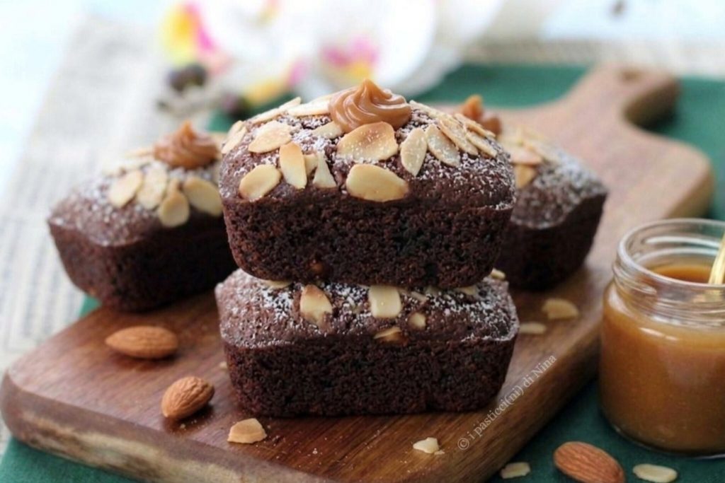 mini plumcake brownies de amêndoas receita i pasticcini di Nina