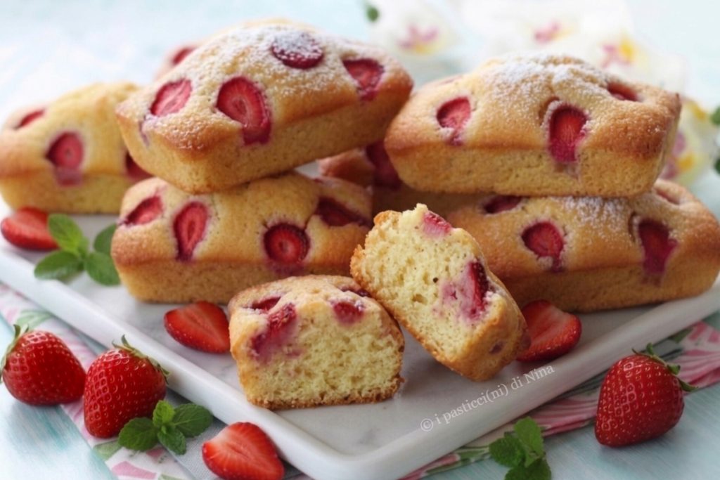 mini plumcake com amêndoas e morangos receitas os docinhos da Nina
