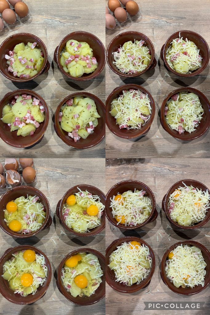 Ovos com batatas e pancetta assados