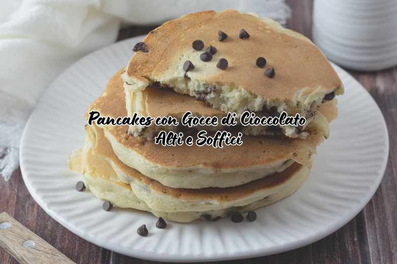 Pancakes com Gotas de Chocolate Altos e Fofinhos