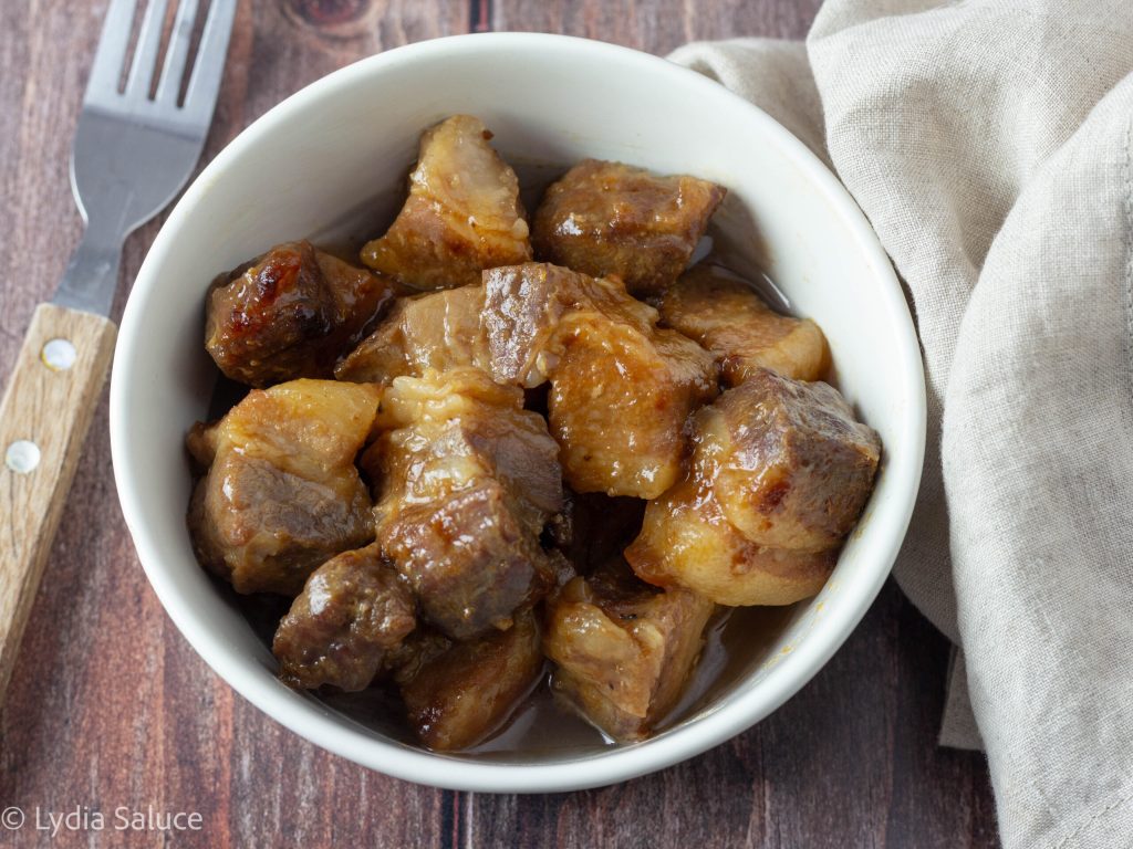 Panceta de porco glaceada na slow cooker