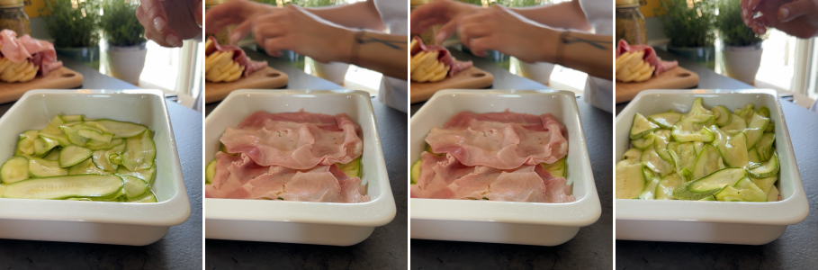 Parmegiana branca com abobrinhas no micro-ondas