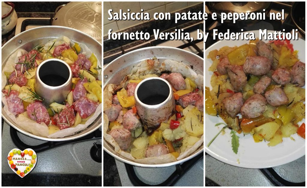 Salsicha com batatas e pimentões, no Versilia de Federica Mattioli, Mangia senza Pancia