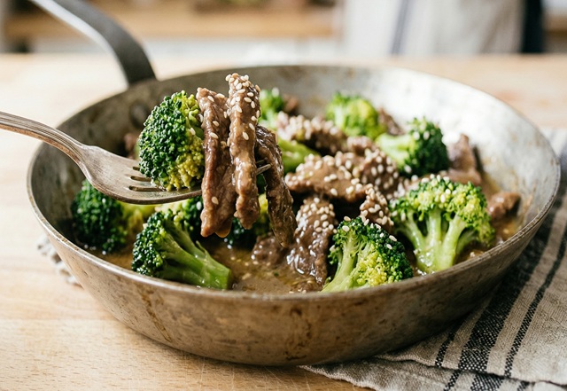 Tirinhas de Carne com Brócolis