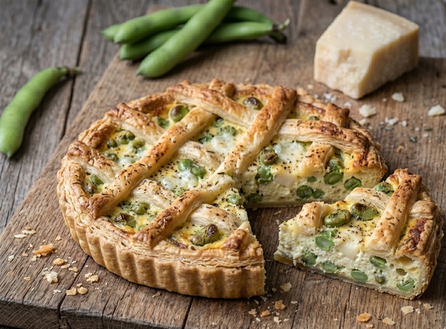 Torta salgada de favas e pecorino: a receita rústica da primavera