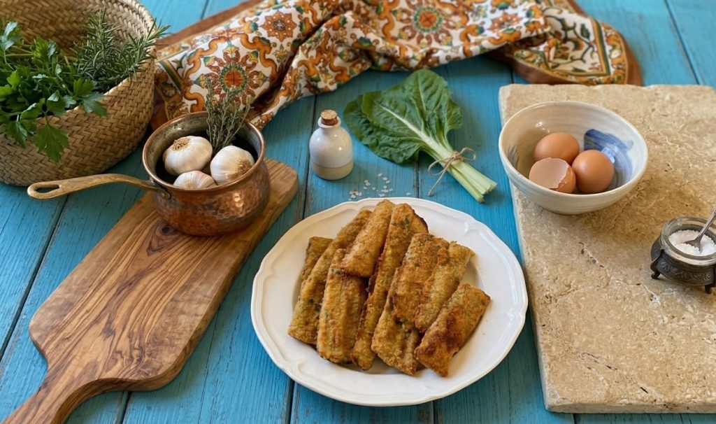 Talos de acelga empanados assados e na Airfryer