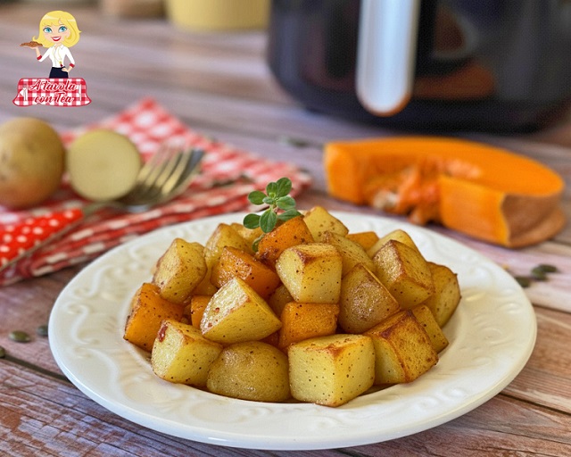 ABÓBORA E BATATAS NA AIR FRYER