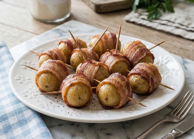 Batatas com bacon e queijo