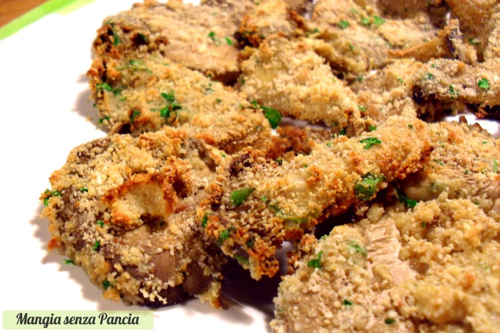 Cogumelos gratinados saborosos, receita vegetariana, Mangia senza Pancia