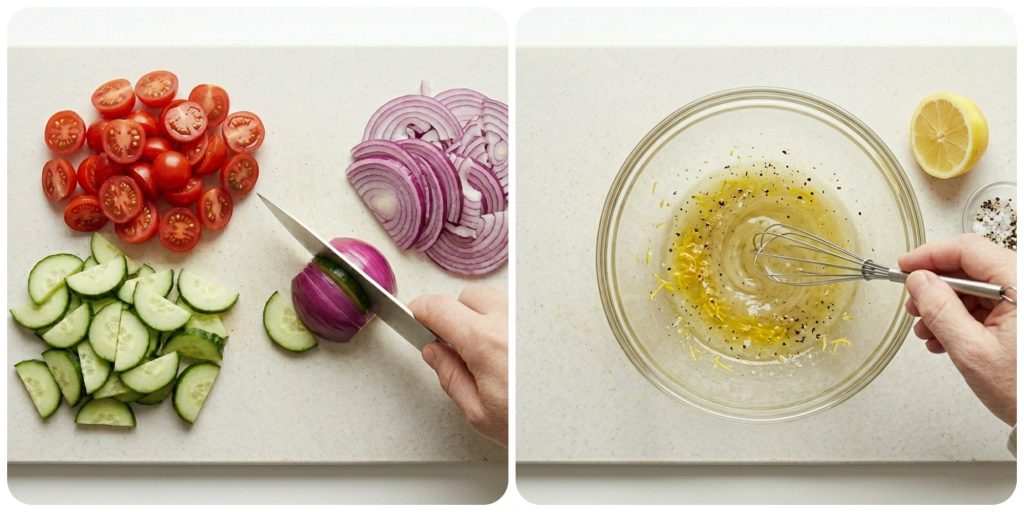 Salada fria de frango e vegetais