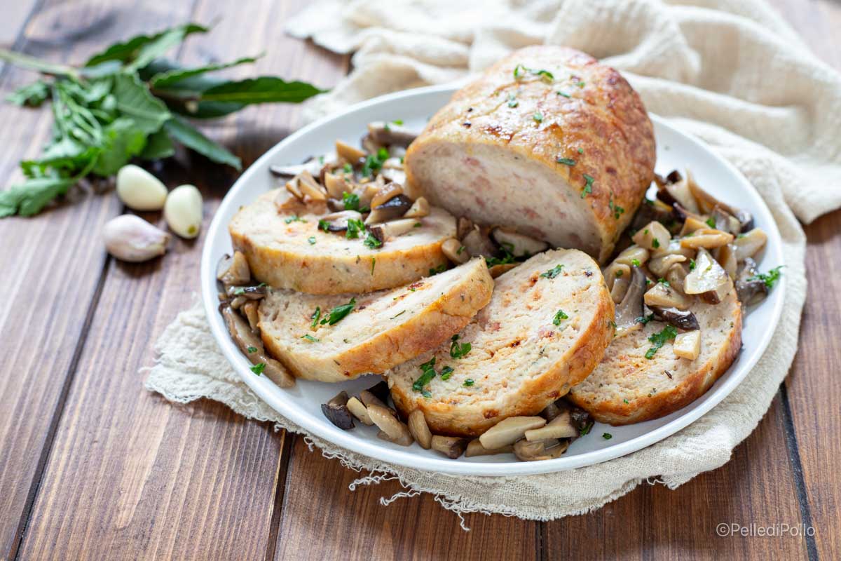 Polpettone com speck e cogumelos