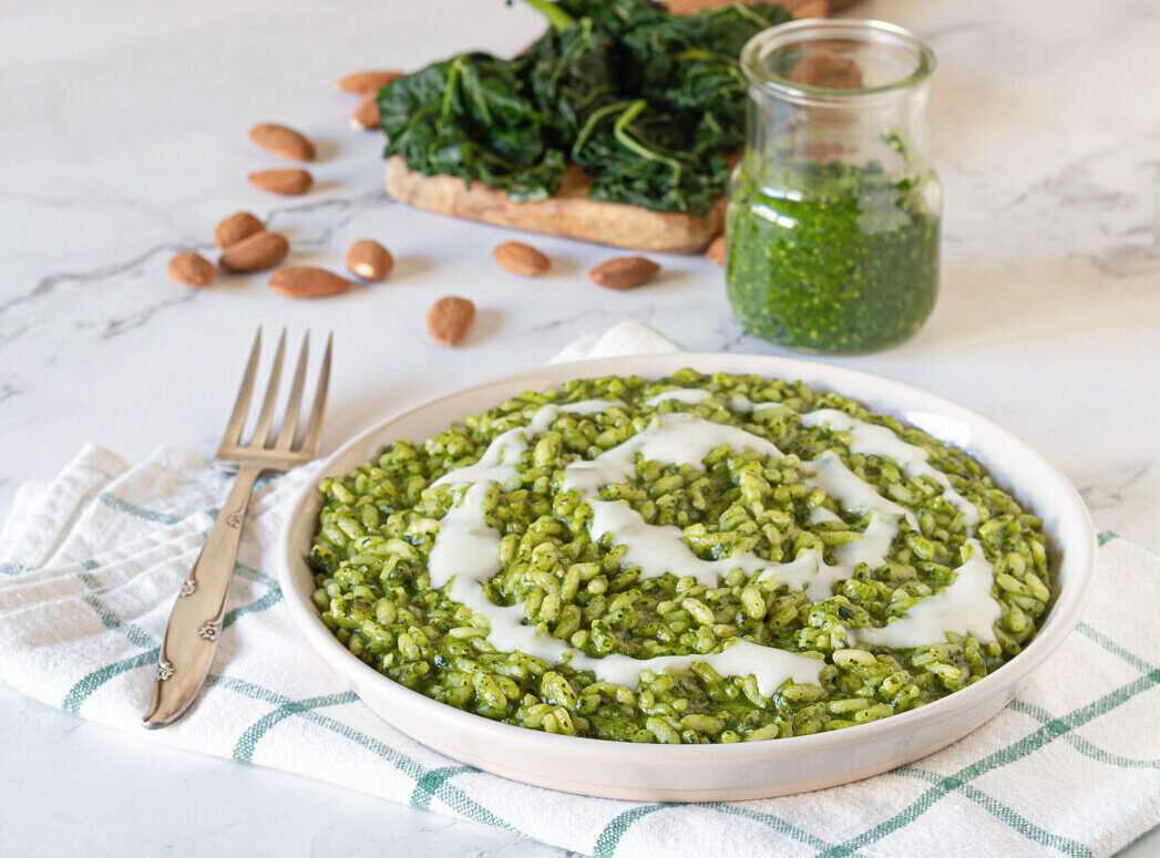 Risoto de couve negra com creme de fontina