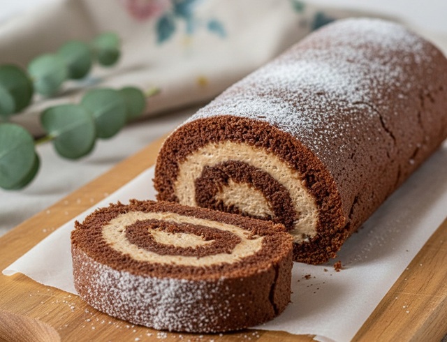 ROCAMBOLE DE CAFÉ E CHOCOLATE