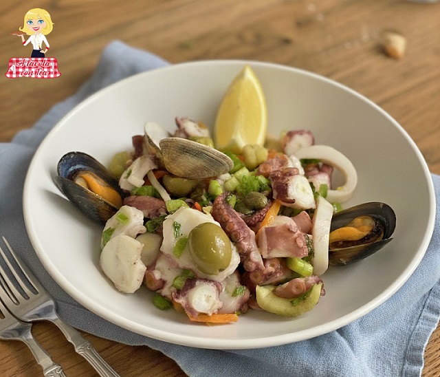 Salada morna de frutos do mar