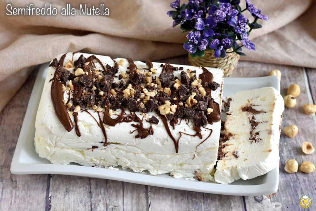 semifreddo mesclado com Nutella com mascarpone e avelãs receita doce fácil gostoso na forma de plumcake o grão de milho