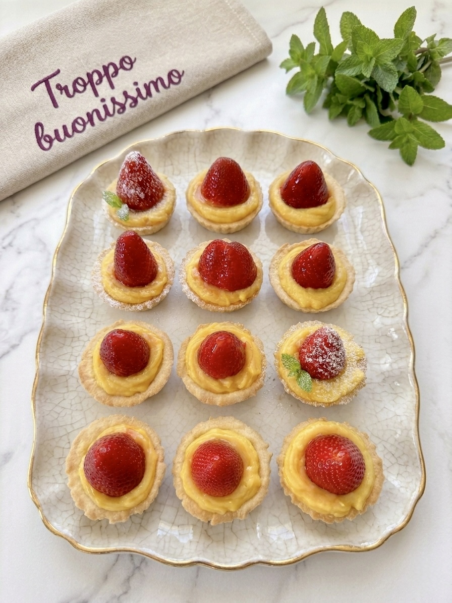 Tortinhas de morango e creme de confeiteiro: docinhos fáceis e cenográficos para preparar com antecedência