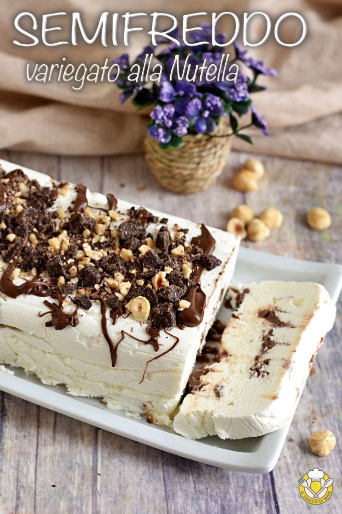 semifreddo mesclado com Nutella com mascarpone e avelãs receita doce fácil gostoso na forma de plumcake o grão de milho