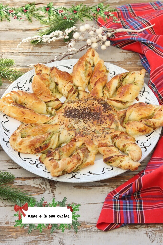 Hartige bladerdeegster met courgettepesto