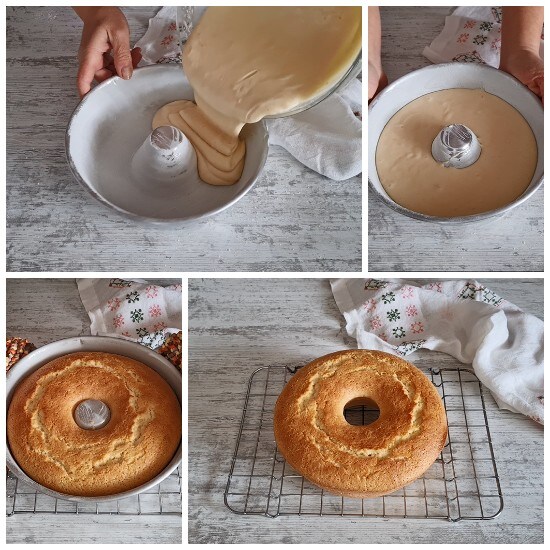 cakevorm met een diameter van 22 cm ingevet en bestrooid met bloem