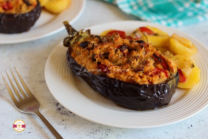Gevulde aubergines in de pan