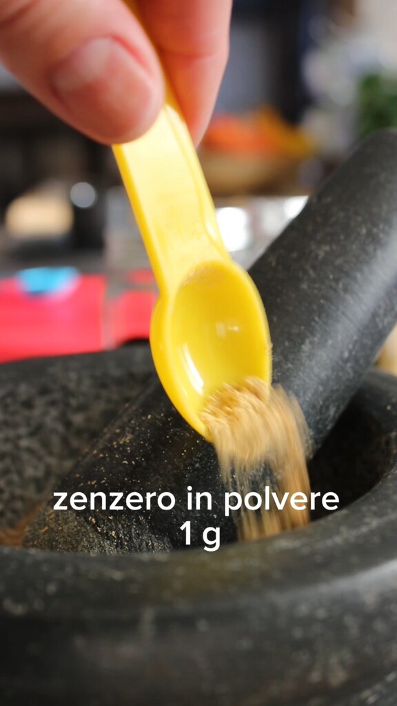 gemalen gember in de mortier