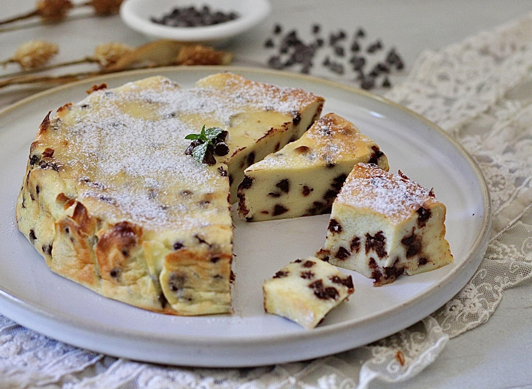 Ricottataart en chocoladedruppels ZONDER BLOEM, snel bereid en snel op