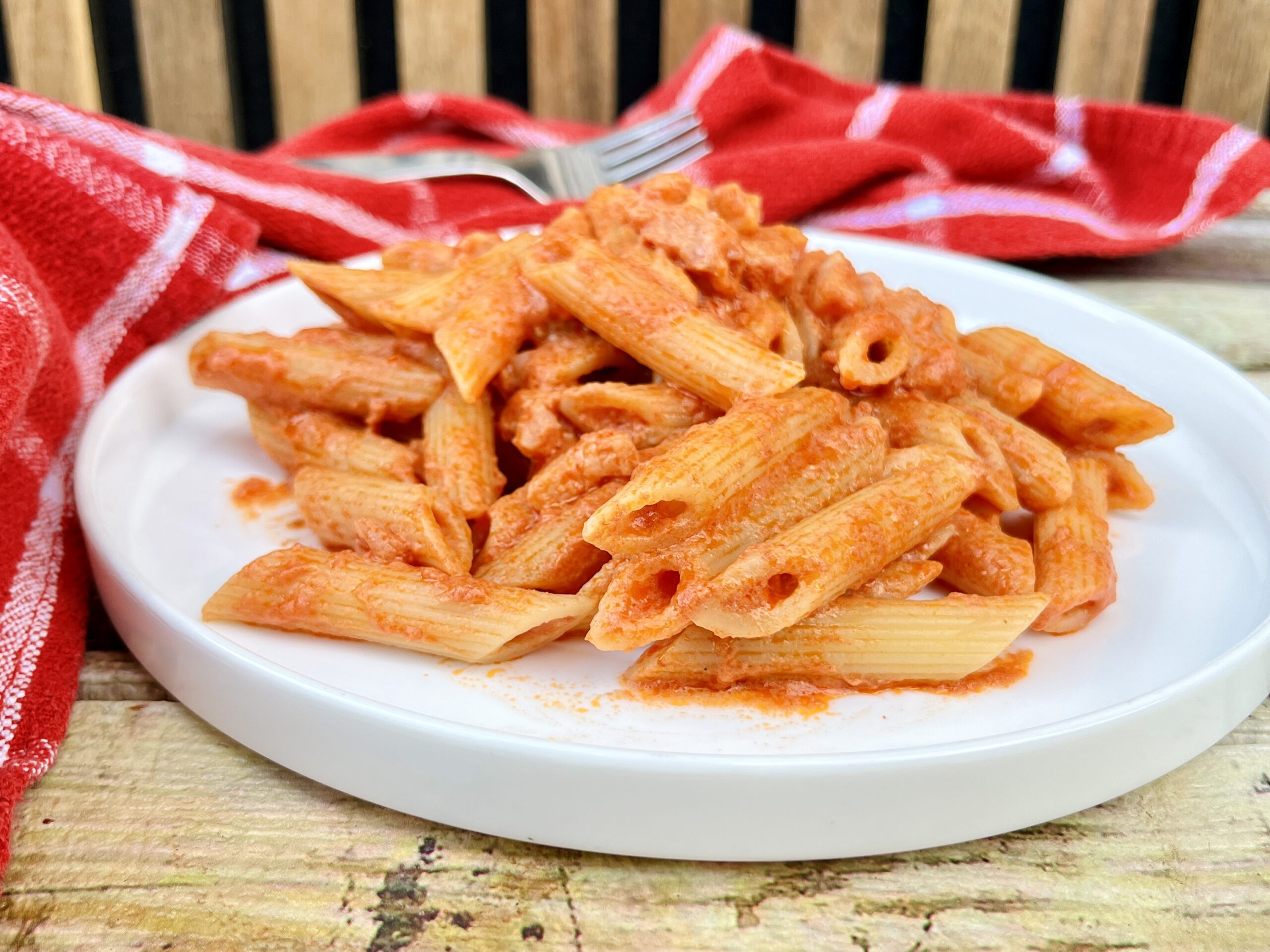 Pasta al baffo met spek