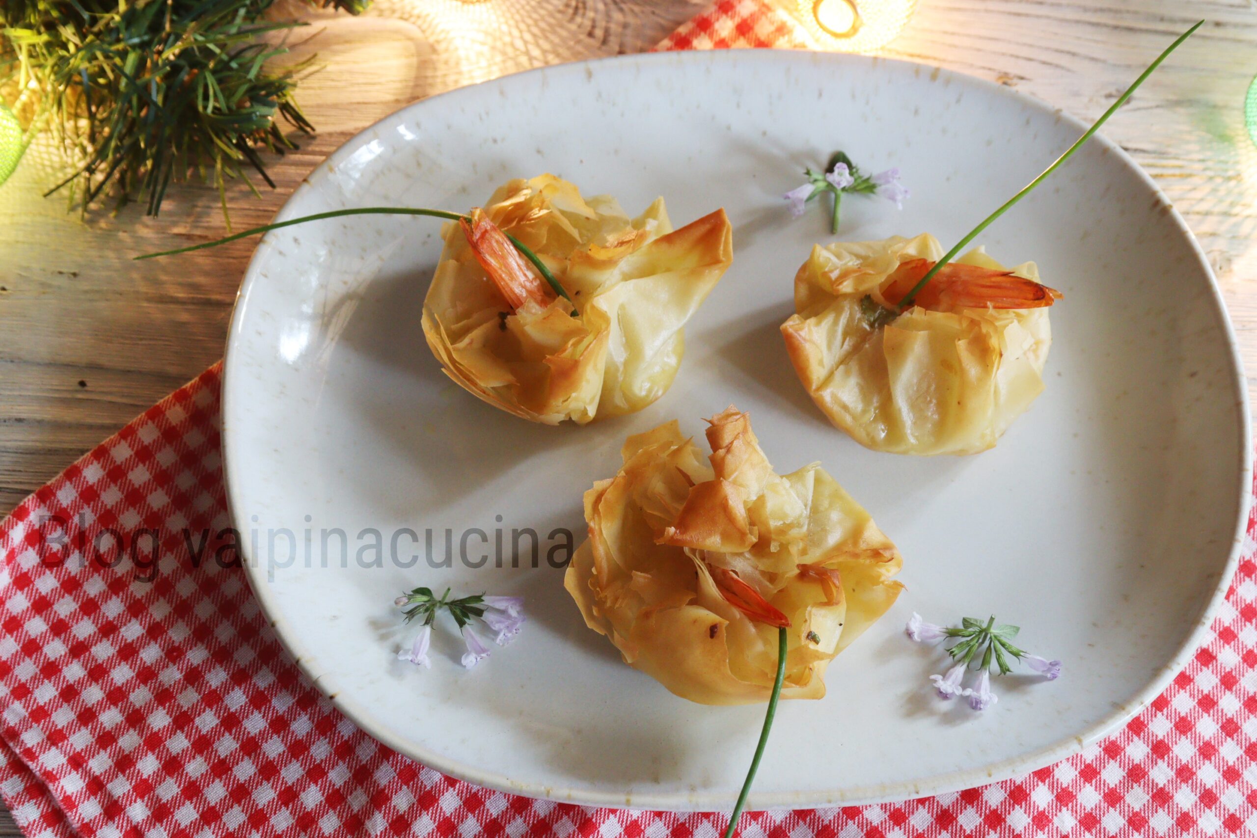 Gamba’s met filodeeg voorgerecht