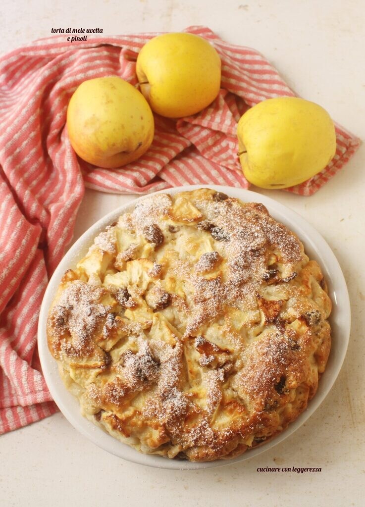 appeltaart met rozijnen en pijnboompitten