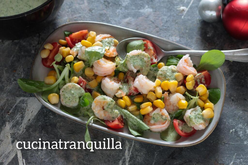 Garnalen in yoghurtsaus