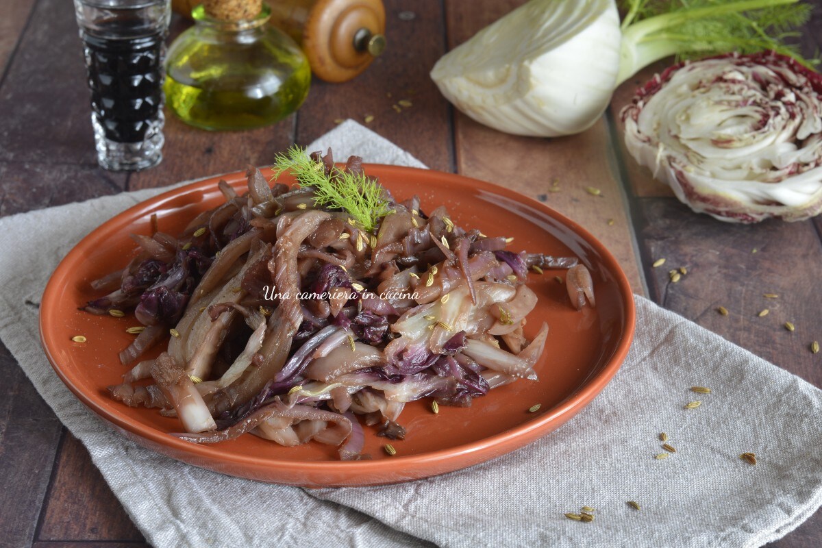 Radicchio en venkel in de pan