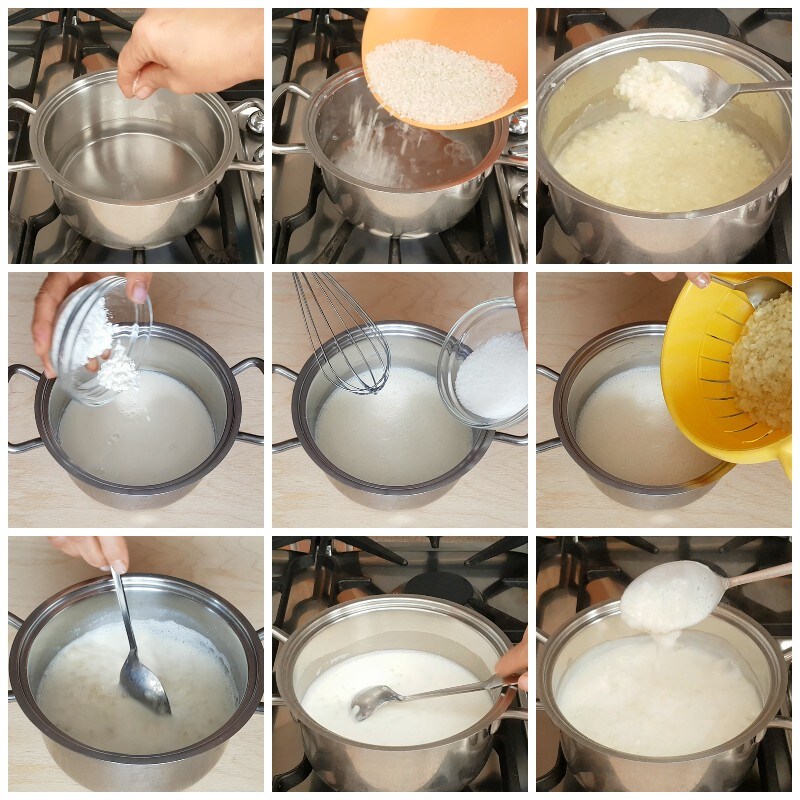 Rijstcrème met geroosterde amandelen, bereiding