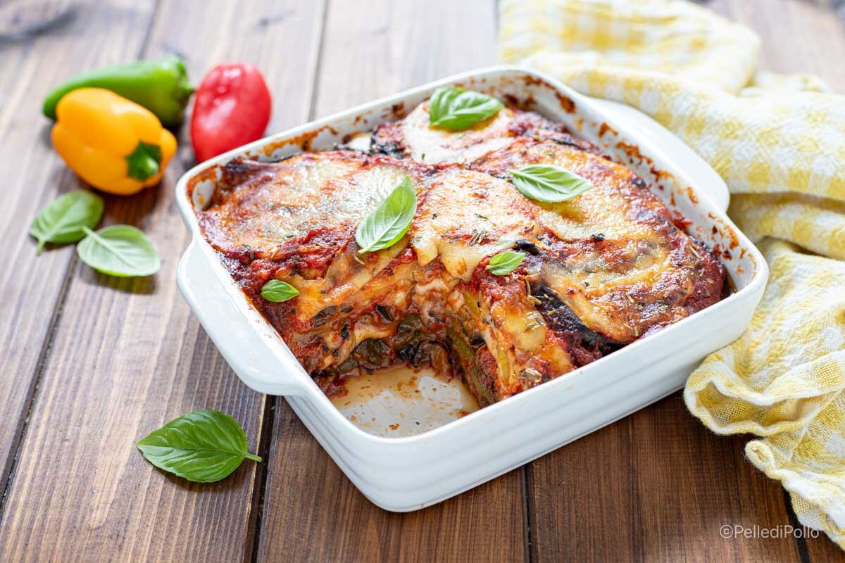 Aubergine en paprika taart