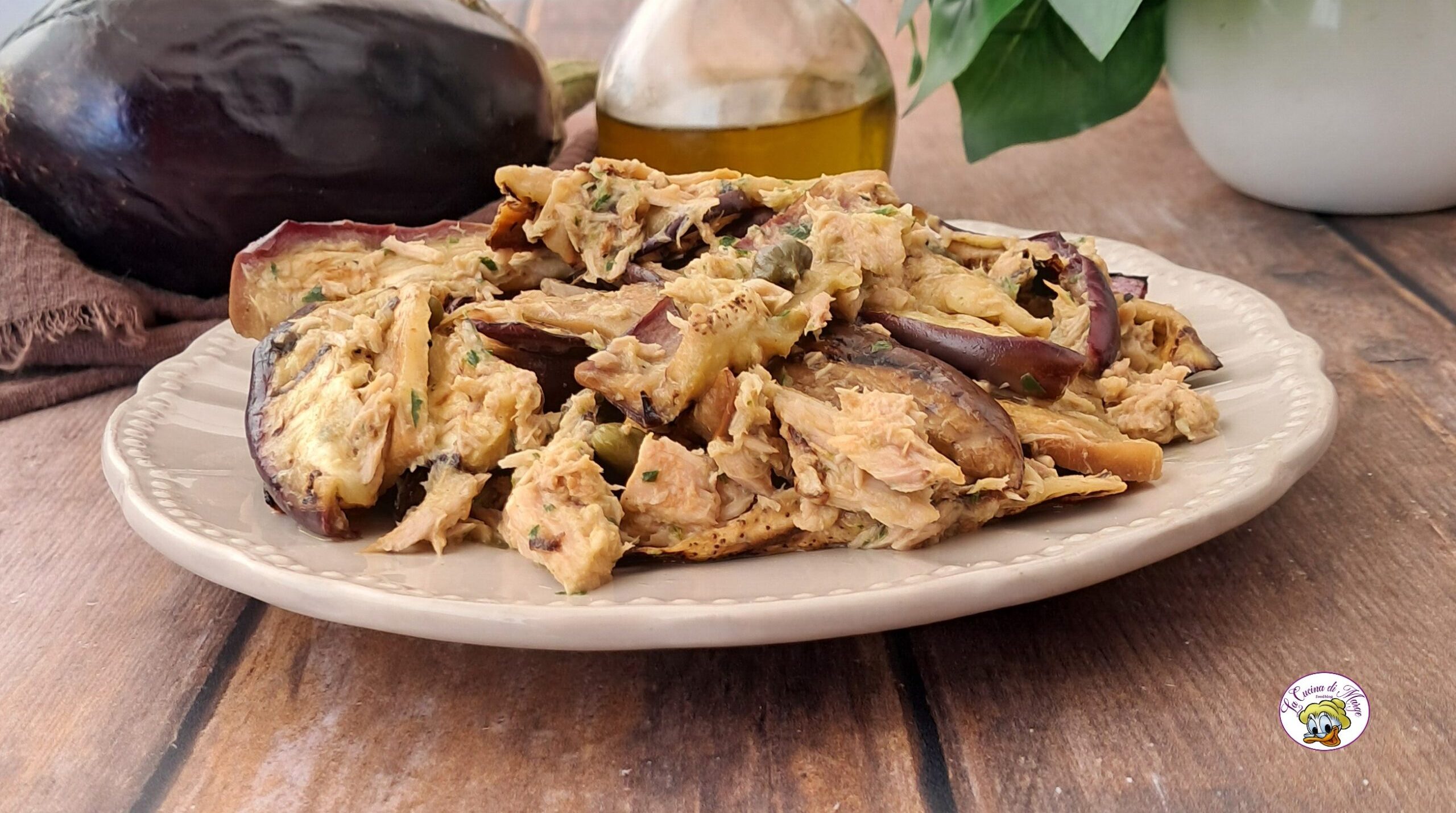 Gegrilde auberginesalade en tonijn