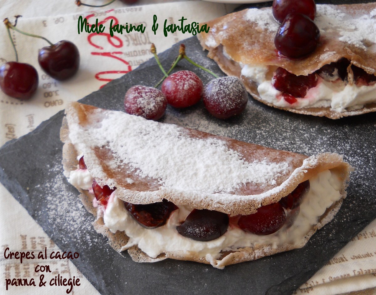 Cacao-crêpes met kersen en room