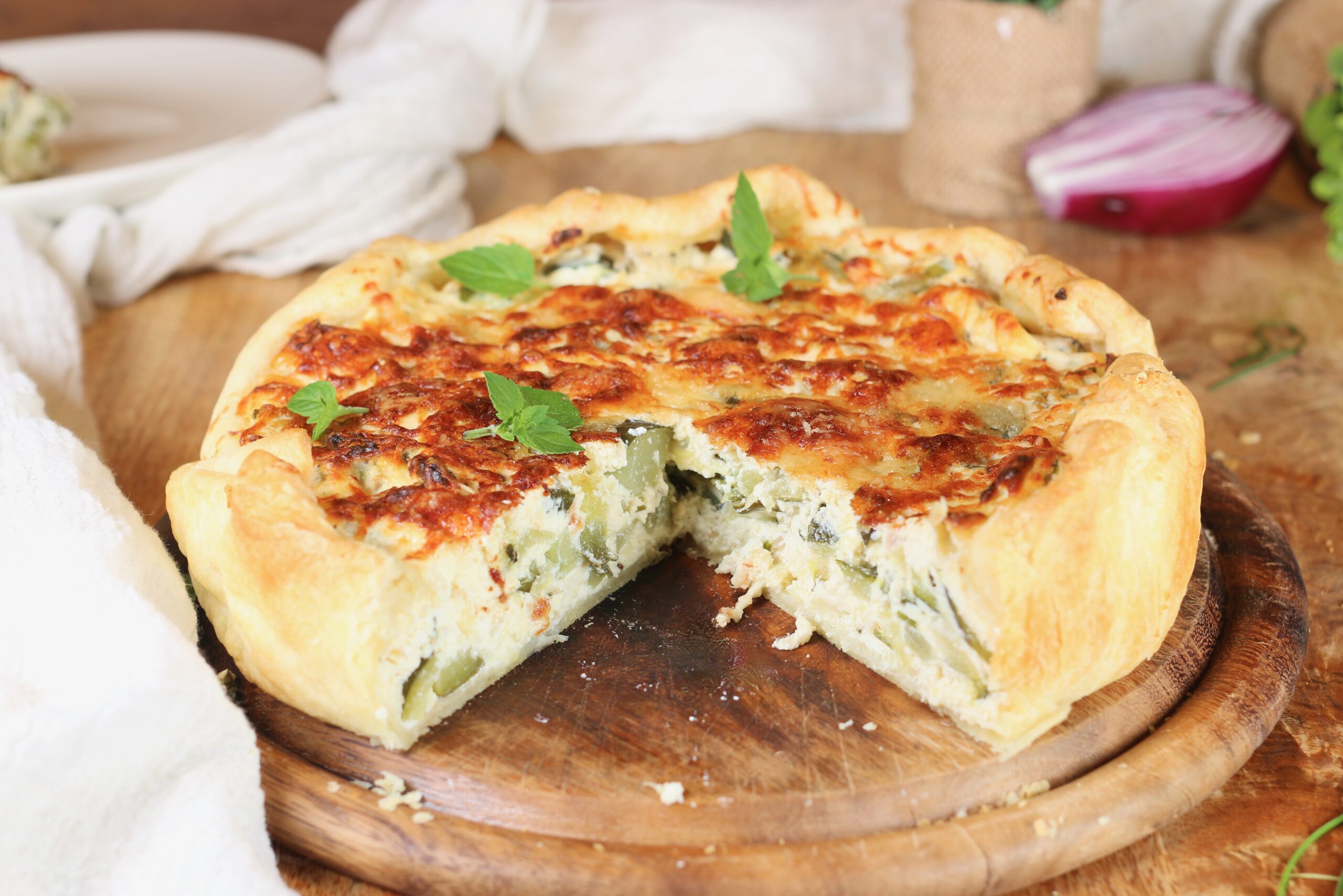 Hartige taart met ricotta en courgettes