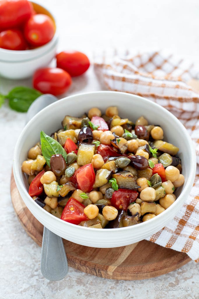 aubergine en kikkererwtensalade