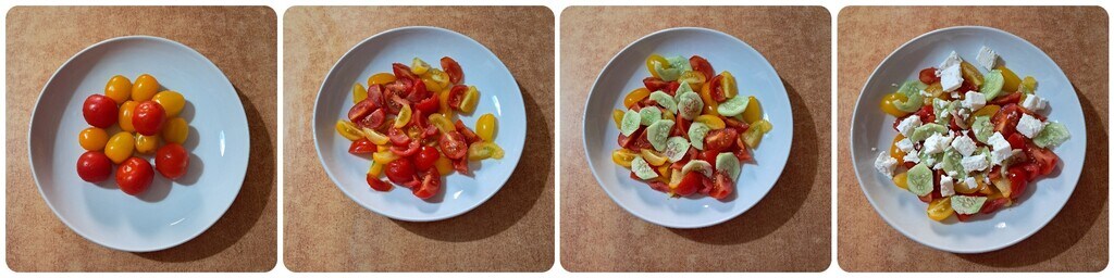 Knapperige salade met feta en cherrytomaten