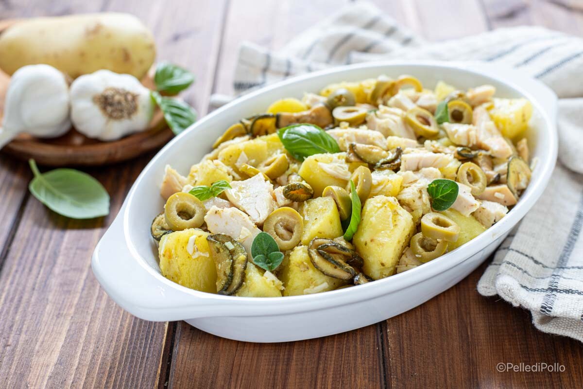 Koude kipsalade met aardappelen