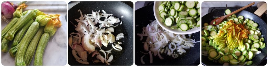 omelet met courgettes en Tropea-uien