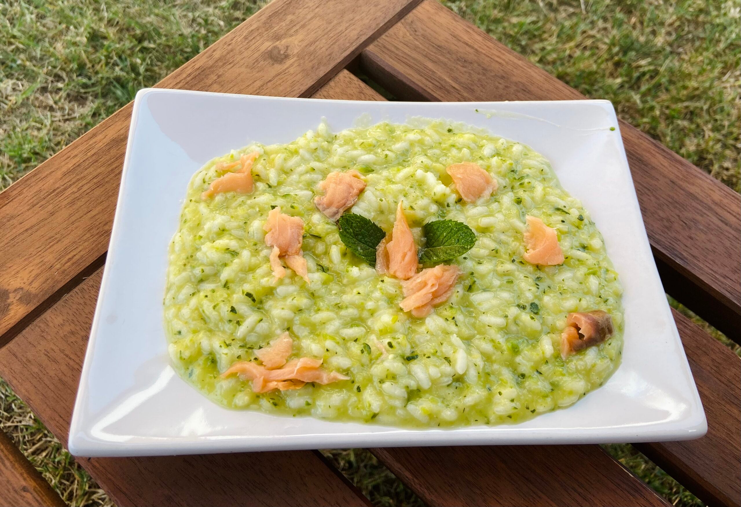 Risotto met courgette en zalm