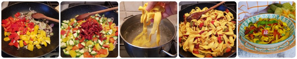 pappardelle met saffraan en groenten