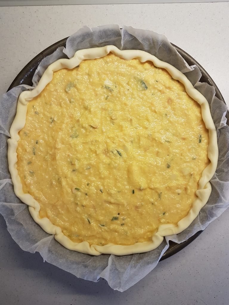 Hartige taart met pompoen en scamorza