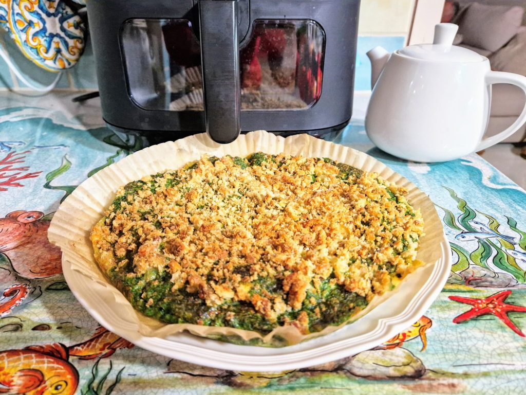 Spinazie taartje in de heteluchtfriteuse