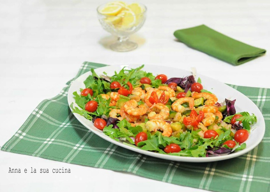 Garnalensalade met courgette en rucola