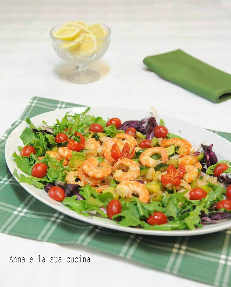 Garnalensalade met courgette en rucola