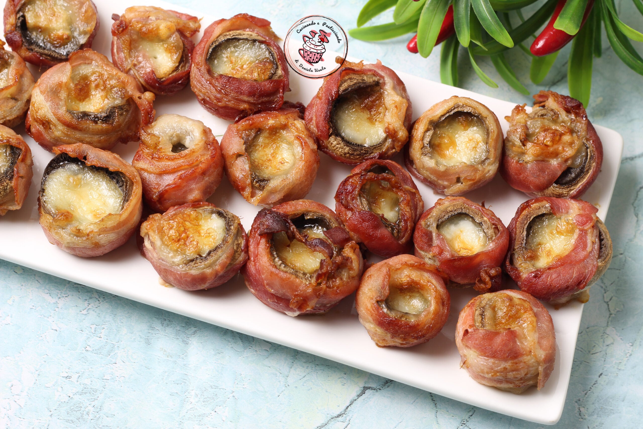 Gevulde champignons geroosterd in heteluchtfriteuse